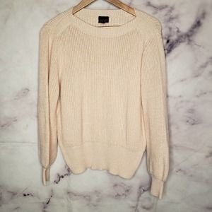 MOD Lusive off white chunky knit balloon sleeves pullover sweater XL